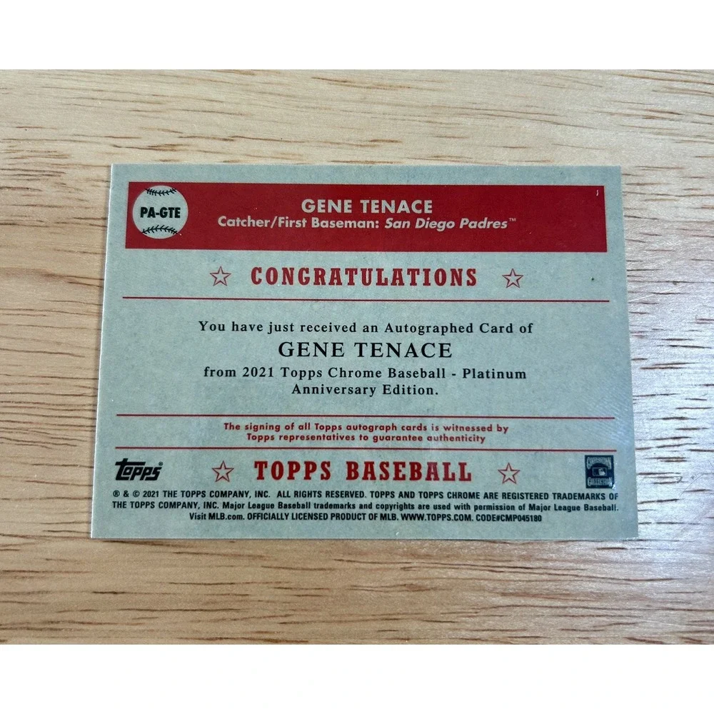 2021 Topps Chrome Platinum Anniversary #PA-GTE Gene Tenace Auto